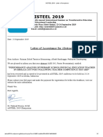AISTEEL 2019 - Letter of Acceptance