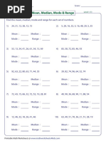 1 - 10 Mean Median Mode