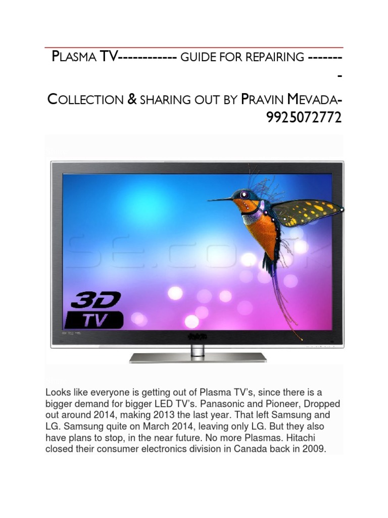 Guide to Common Plasma TV Failures and Their Repairs PDF Video