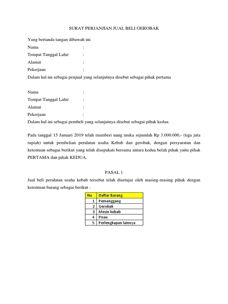259636829 Surat Perjanjian Jual Beli Docx
