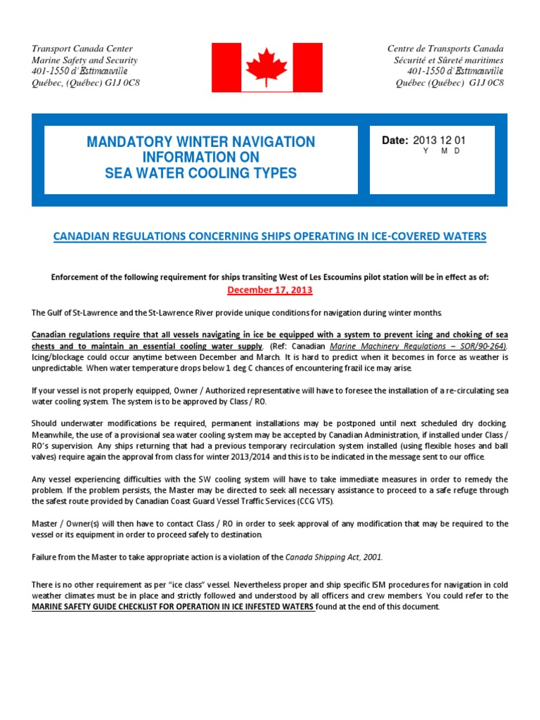 Winter Navigation Compliance Guide | PDF | Ice | Sea