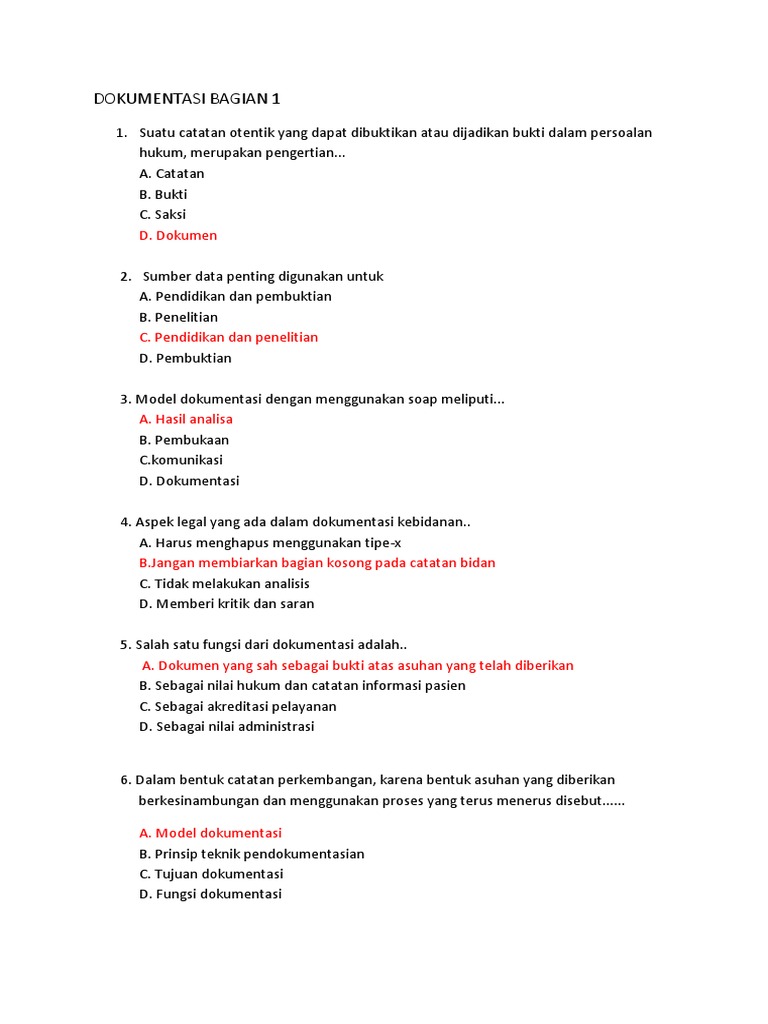 soal dokumentasi kebidanan soal dokumentasi kebidanan