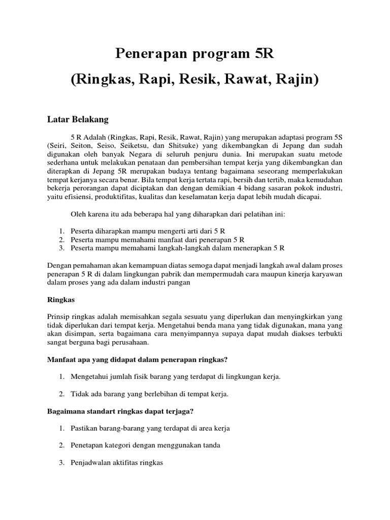 Penerapan Program 5R | PDF | Bisnis | Teknologi & Rekayasa