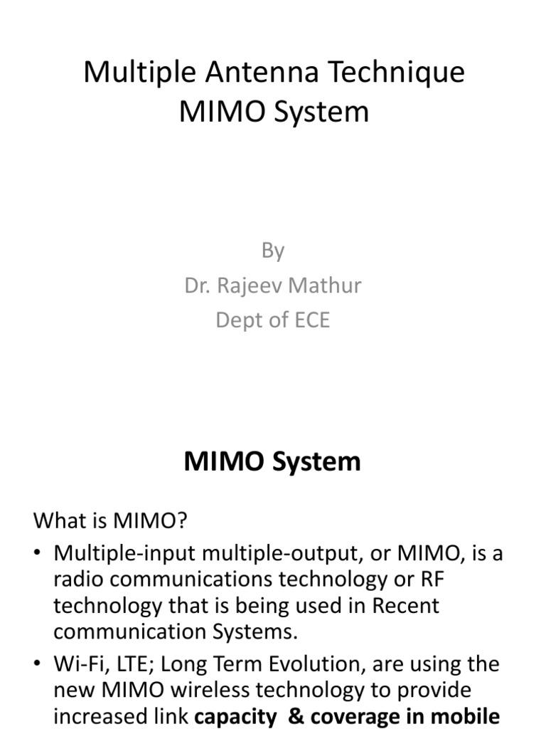 Multiple Antenna Techniques PDF Mimo Multiplexing