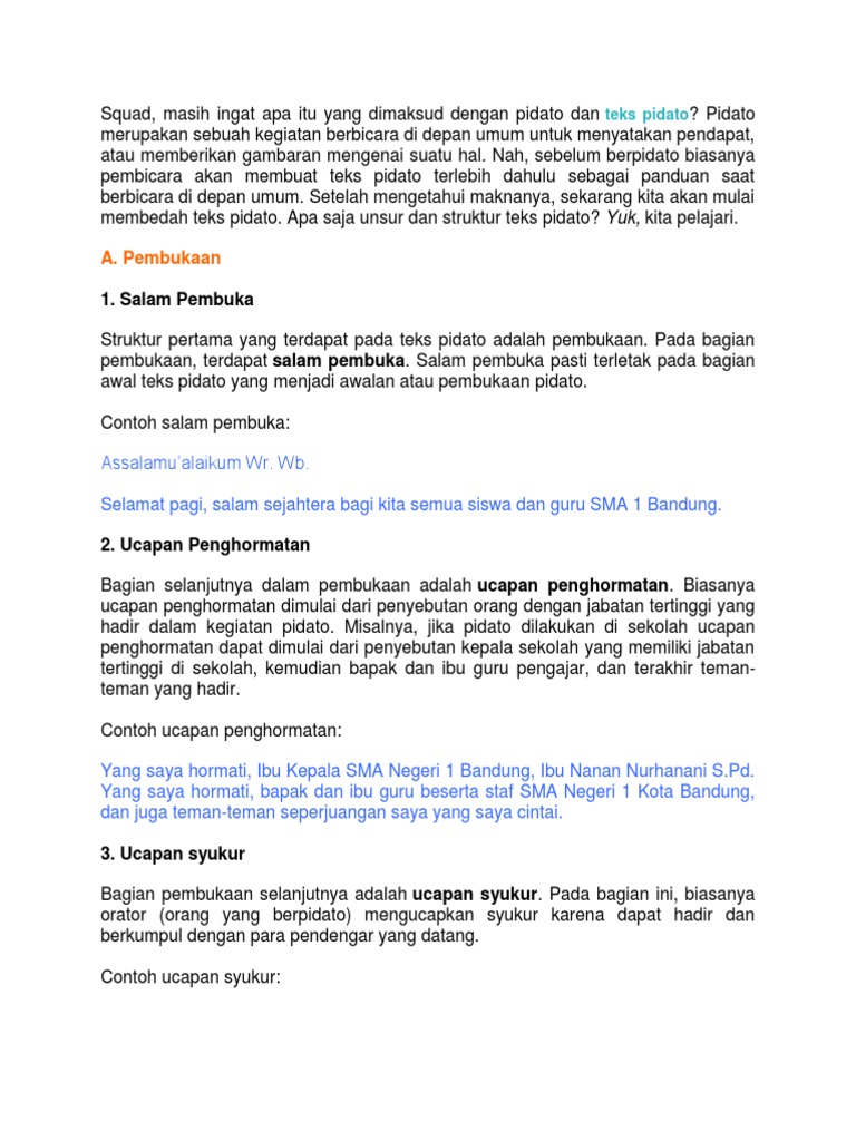 Contoh Pidato Materi Kelas 9 PDF