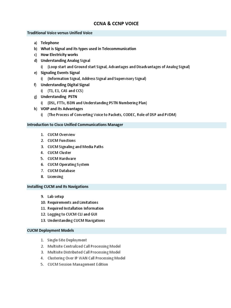 CCNA Collaboration Syllabus PDF Session Initiation Protocol