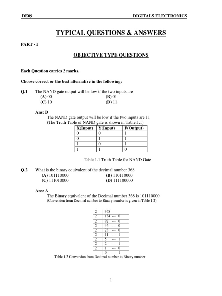 Gate Digital Questions With Answers PDF | PDF | Analog To Digital ...