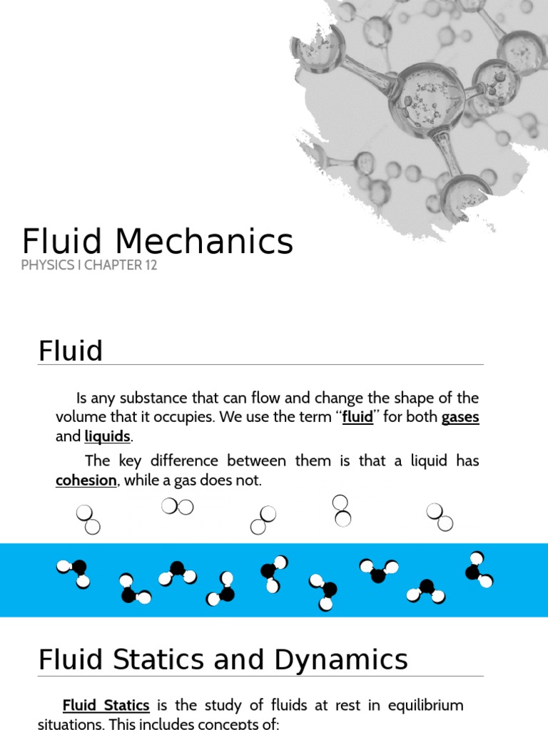 Fluid Mechanics (Physics Chapter 12) Powerpoint Density Fluid Dynamics
