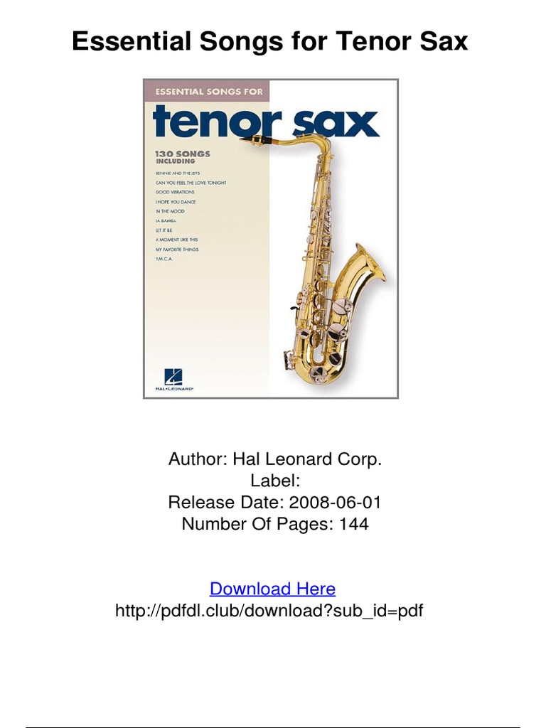 Essential Songs For Tenor Sax PDF Entertainment (General)
