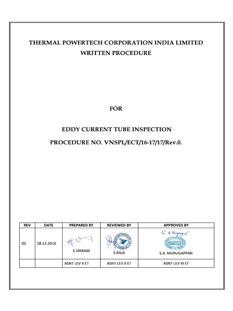 Eddy Current Test Procedure PDF