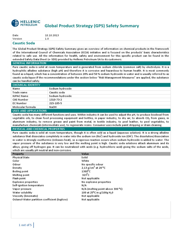 Caustic Soda | Download Free PDF | Sodium Hydroxide | Toxicity