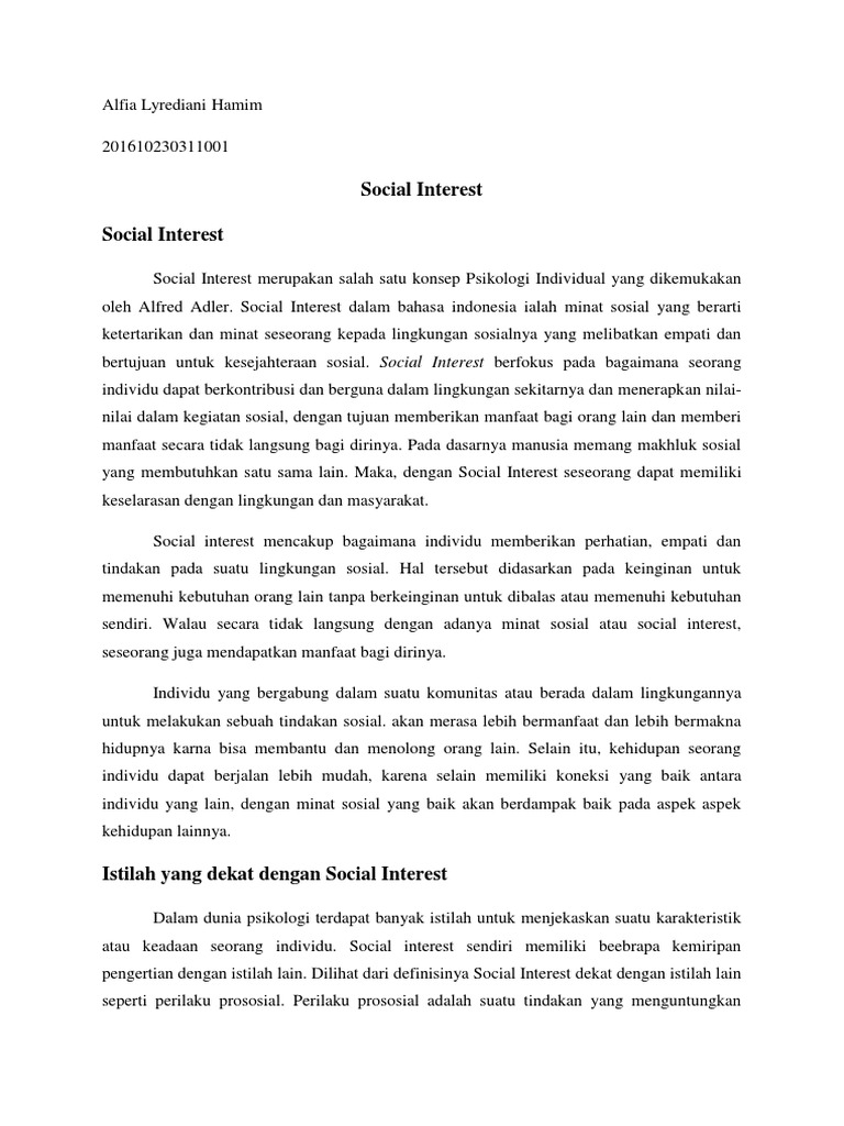 Apa Itu Social Interst
