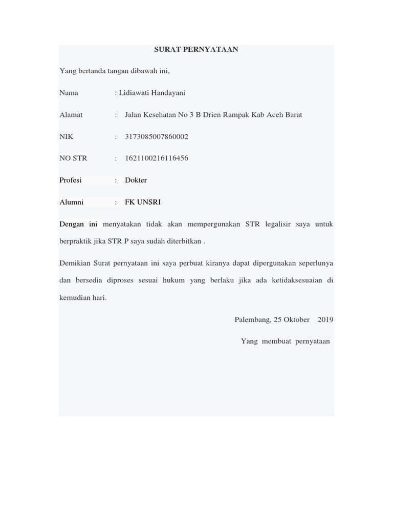 Surat pernyataan kki pdf
