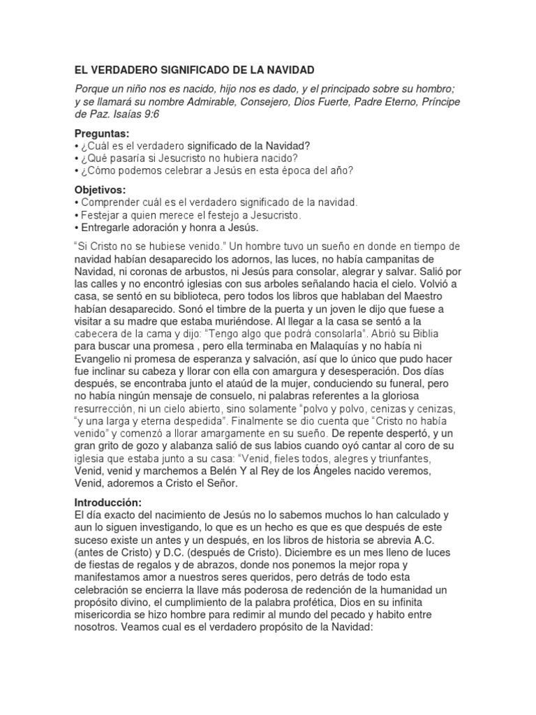 El Verdadero Significado de la Navidad | PDF | Navidad | Jesús