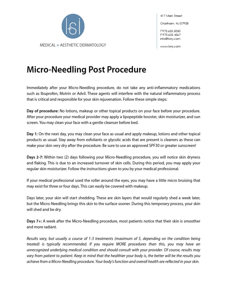 Micro Needling Post Treatment Instructions Skin Cosmetics