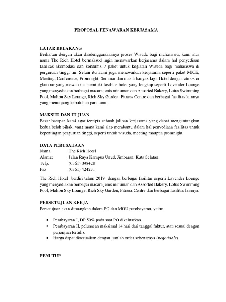 Proposal Penawaran Kerjasama Perguruan Tinggi PDF