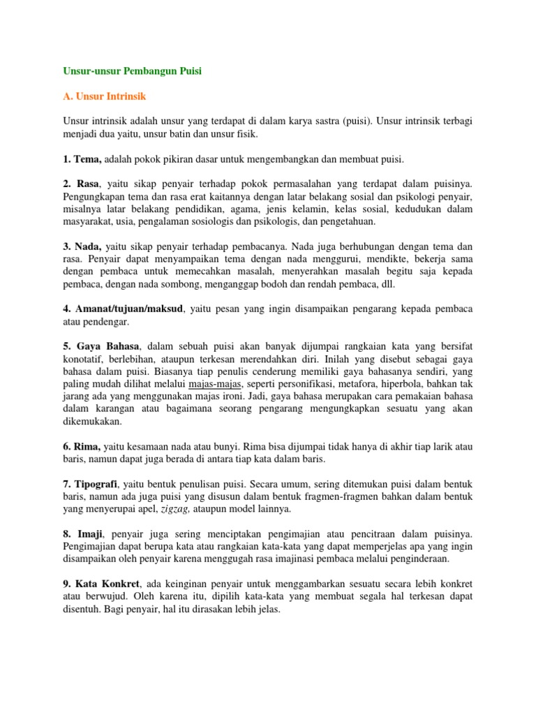 Teks Eksposisi Unsur Unsur Pembangun Puisi