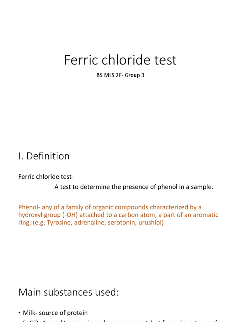 Ferric Chloride Test Chemical Reactions Functional Group