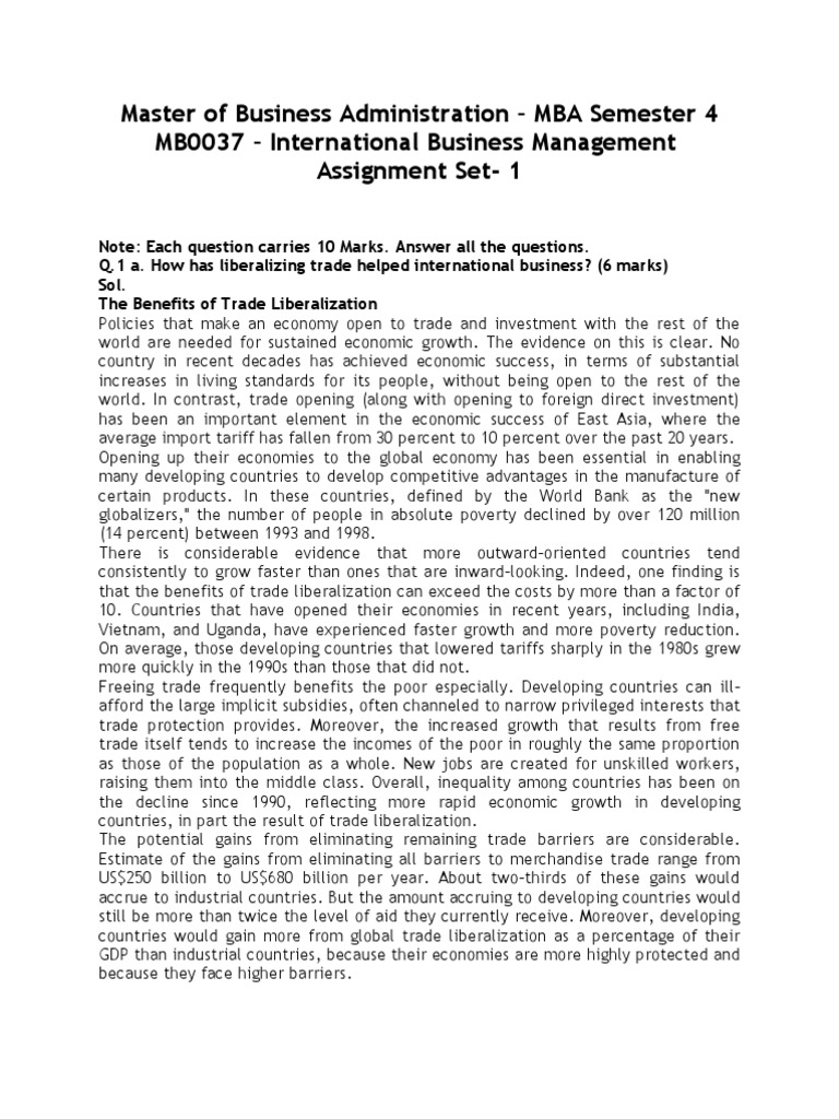 Master of Business Administration - MBA Semester 4 MB0037 ...