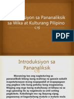 Introduksiyon Sa Pananaliksik Sa Wika at Kulturang Pilipino