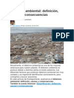 Deterioro ambiental: definición causas consecuencias