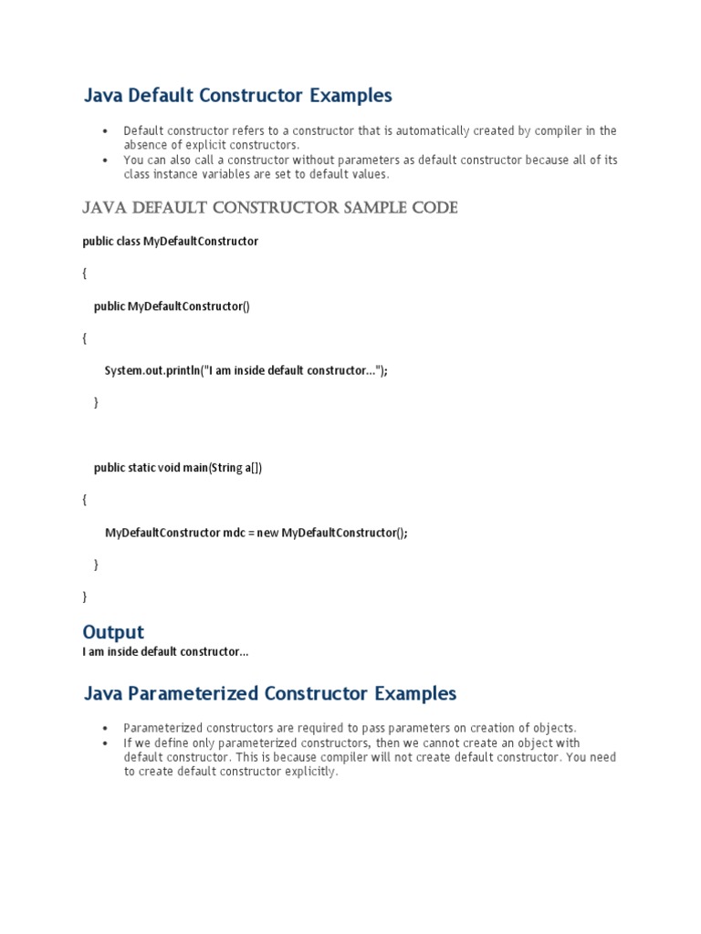 Constructor Examples | Download Free PDF | Constructor (Object Oriented ...