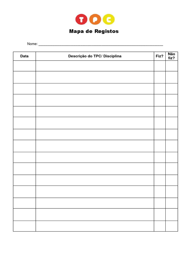 Registo TPC | PDF