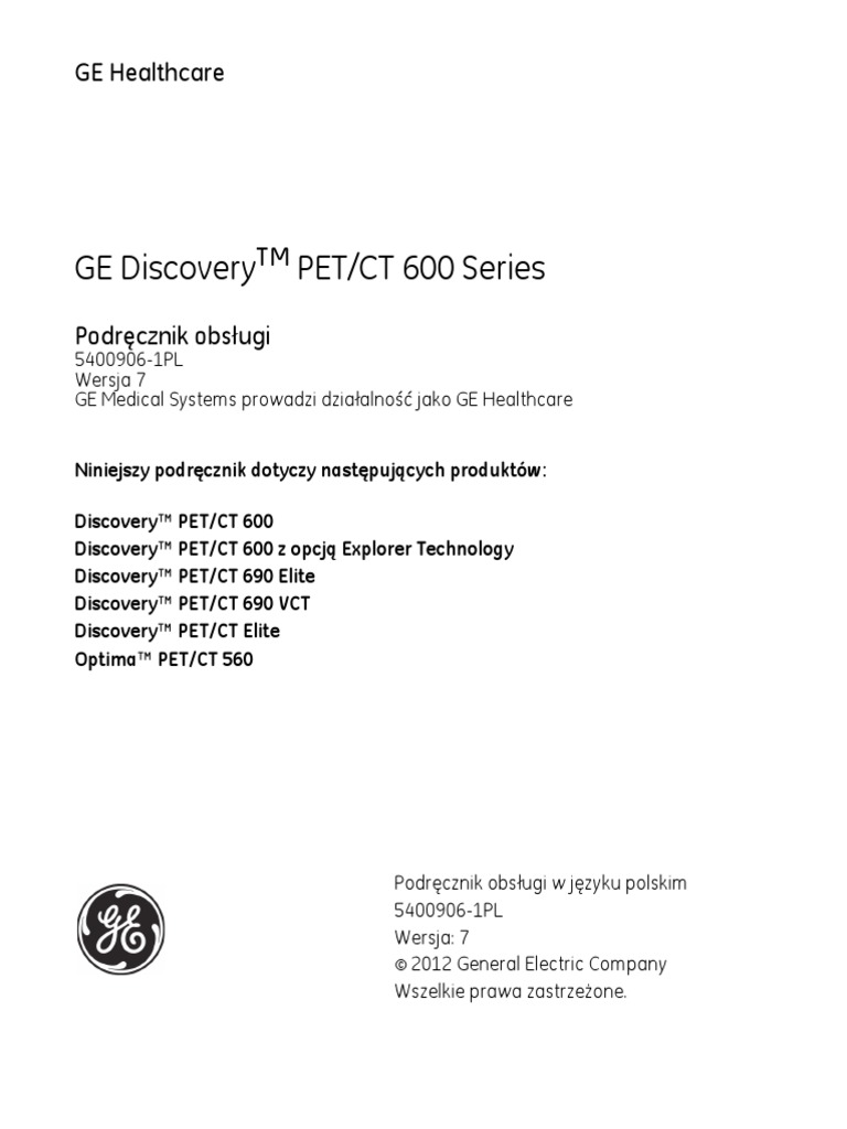 Ge Discoverytm Pet - CT 600 Series LRG - PL - Um - 5400906-1pl - 7 | PDF