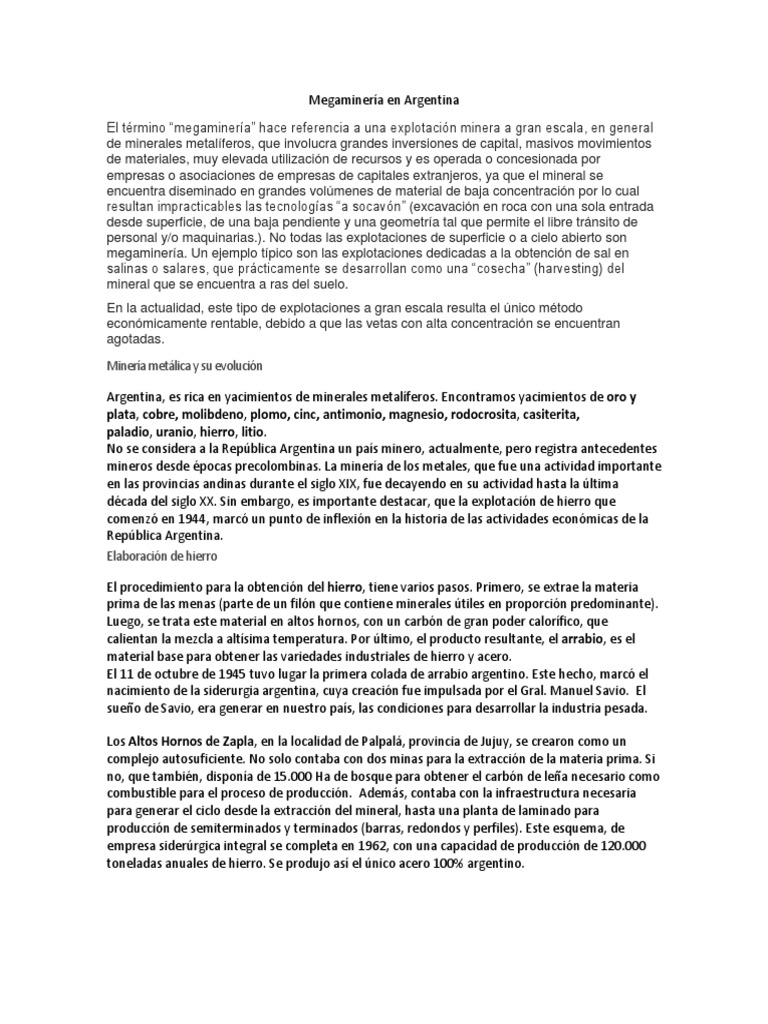 Megaminería y siderurgia en Argentina | PDF | Minería | Petróleo