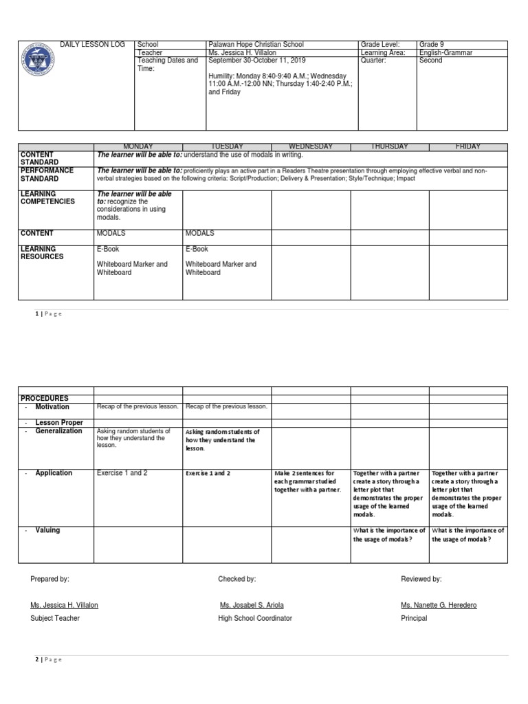 Grammar 9 Lesson Plan | PDF | Inclusion (Education) | Teachers