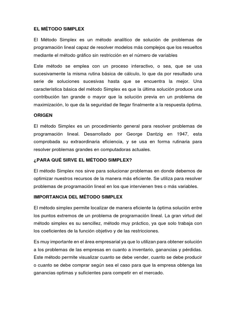 El Método Simplex | PDF | Programación lineal | Informática teórica