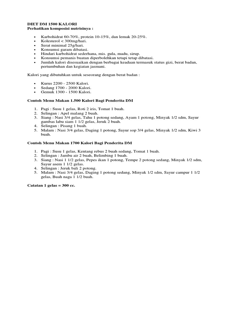 Diet Dm 1500 Kalori