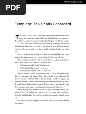 The Habits Scorecard Pdf
