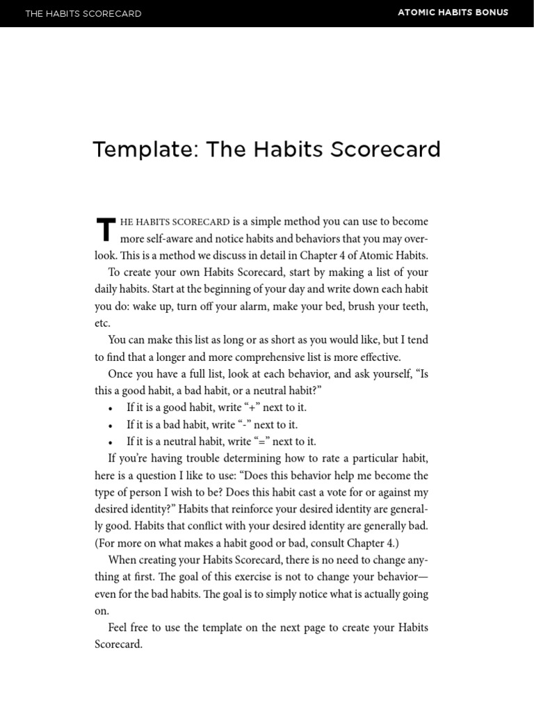 The Habits Scorecard PDF | PDF