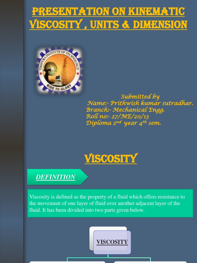 Kinematic Viscosity, Units & Dimension PDF Viscosity Kinematics