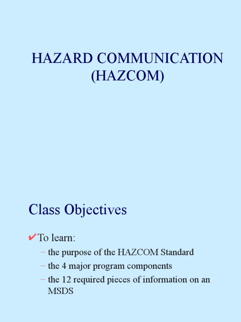 HAZCOM Standard Overview and Training Guide | PDF | Public Health ...