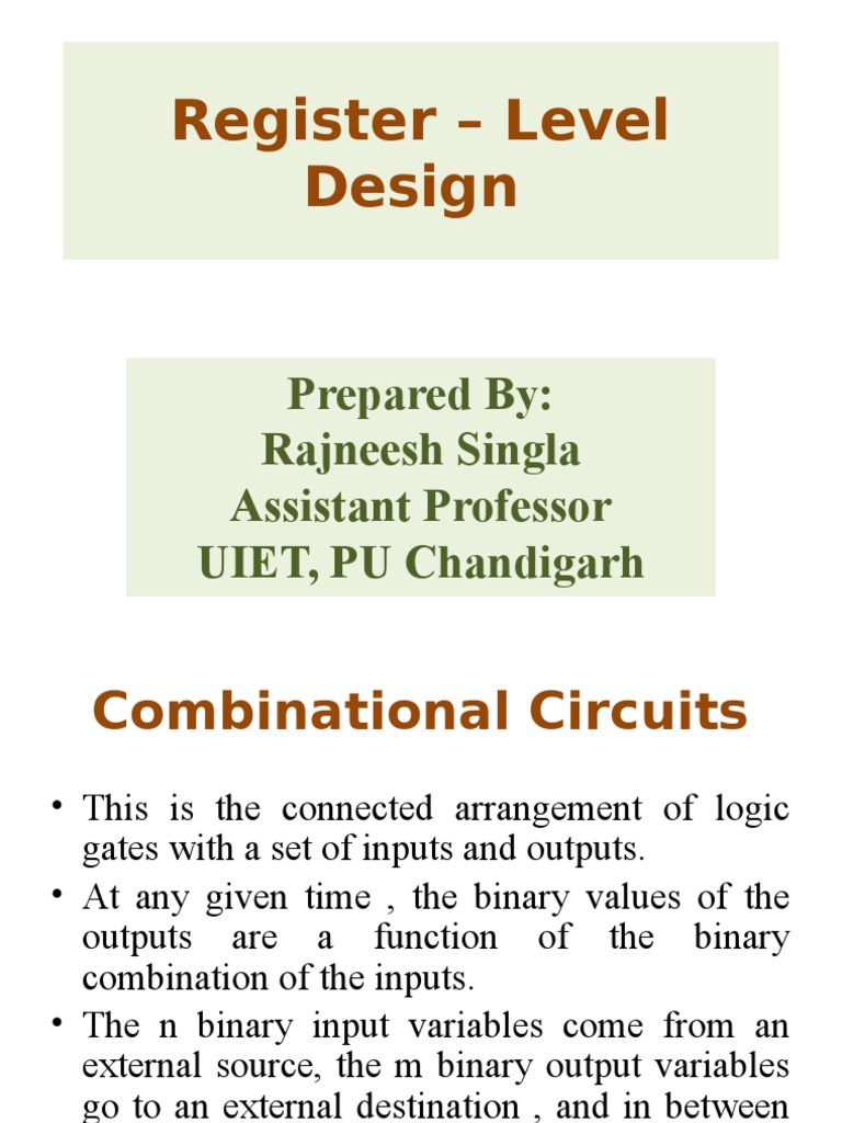 Register-Level Design in Digital Circuits | PDF | Digital Electronics ...