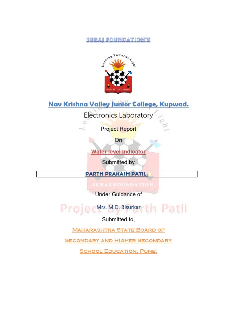 Water Level Indicator Using IC ULN2003 Project Report PDF Light Emitting Diode Light