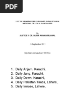 List of Newspapers Published in Pakistan