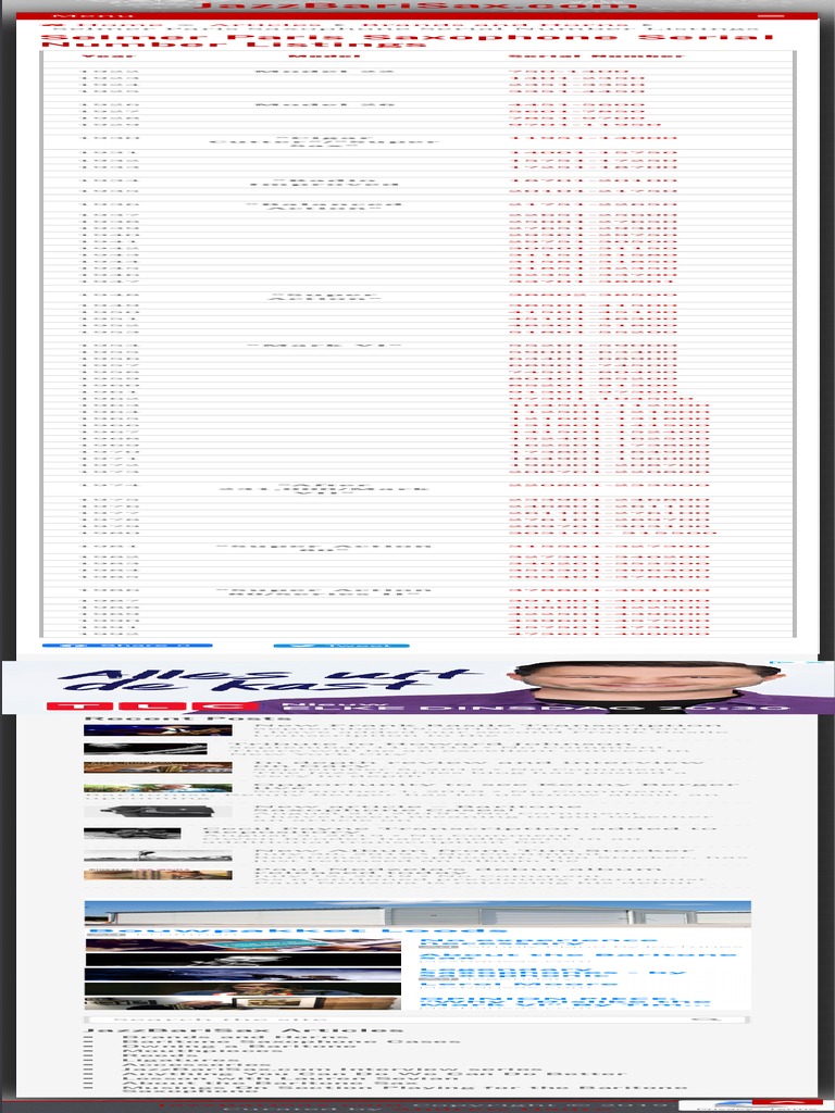 Selmer Paris Saxophone Serial Number Listings Download Free PDF