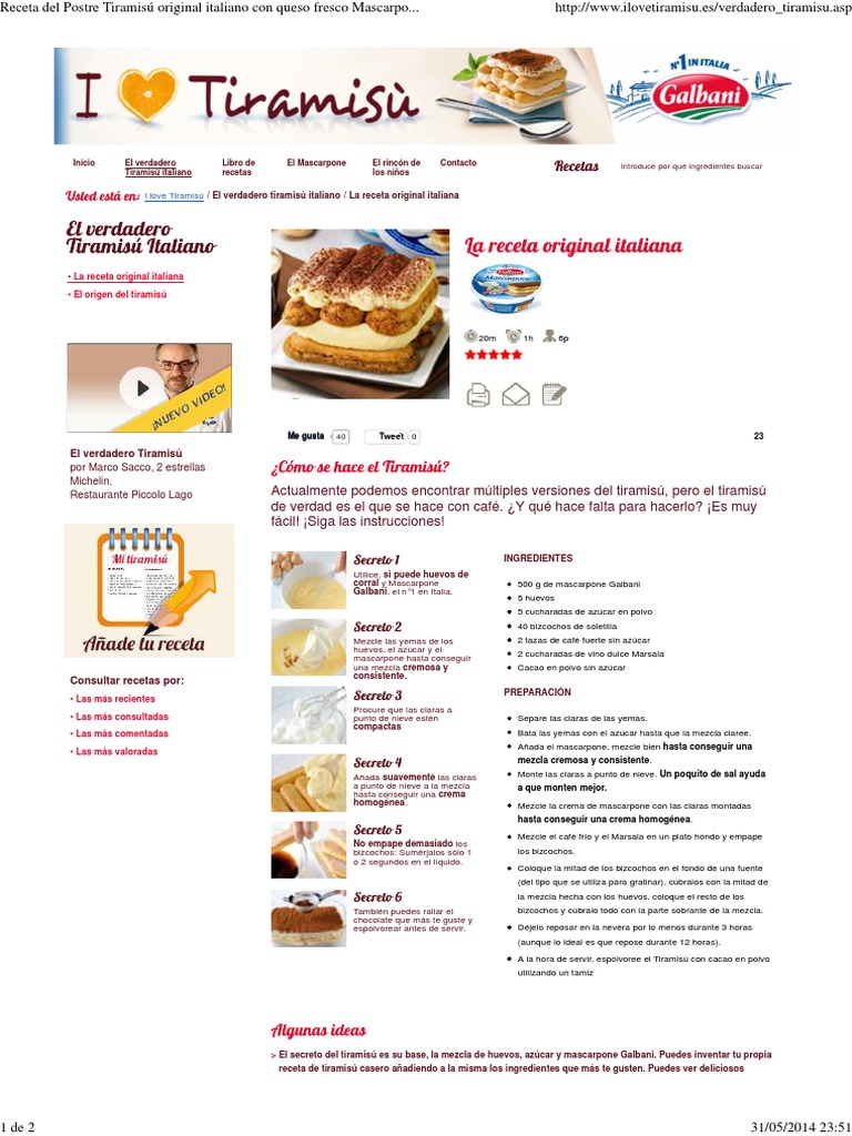 Receta Tiramisú Italiano Auténtico | PDF | Postres | Alimentos, image size:768x1024