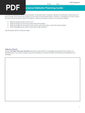 U2L02 Activity Guide - Personal Website Planning Guide