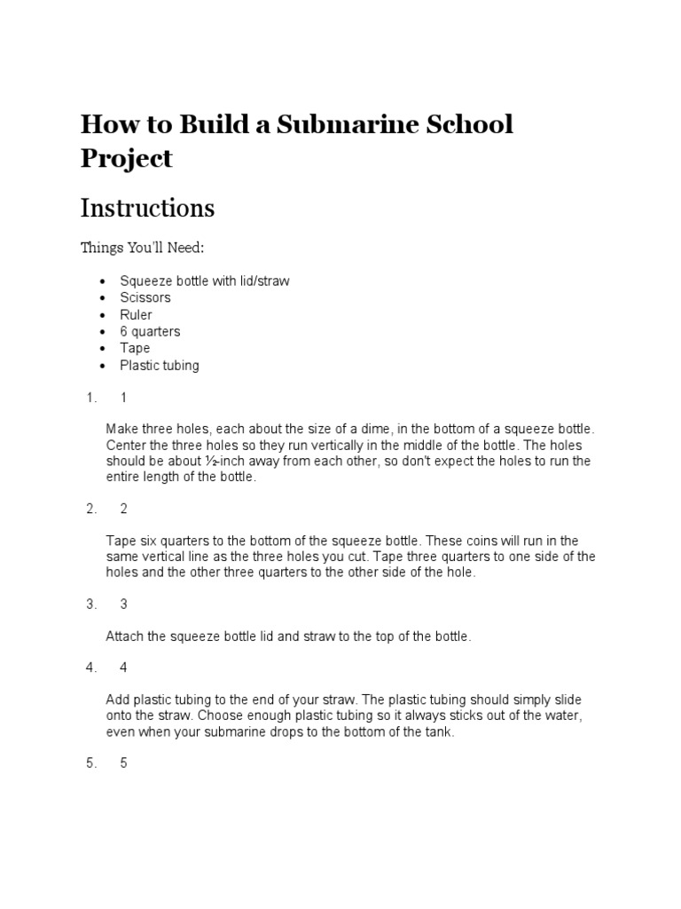 DIY Submarine School Project Guide | PDF