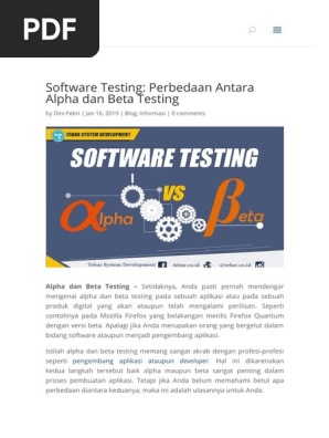 Software Testing Perbedaan Antara Alpha Dan Beta Testing Pdf
