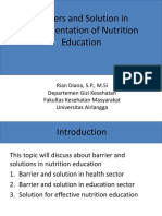 Barriers and Solution in Implementation of Nutrition Education
