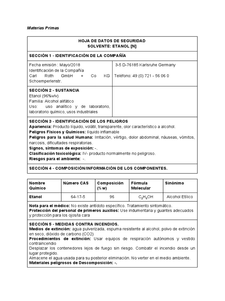 MSDS | PDF | Etanol | Metanol