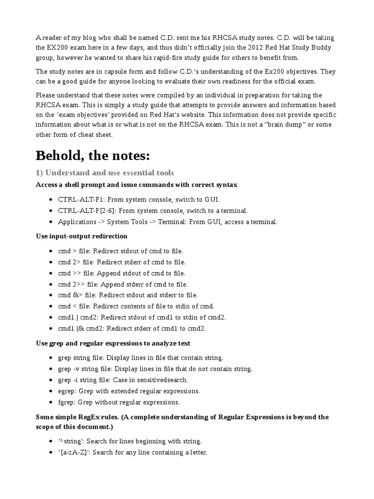 Rhcsa Cheatsheet PDF | PDF | File System | Command Line Interface