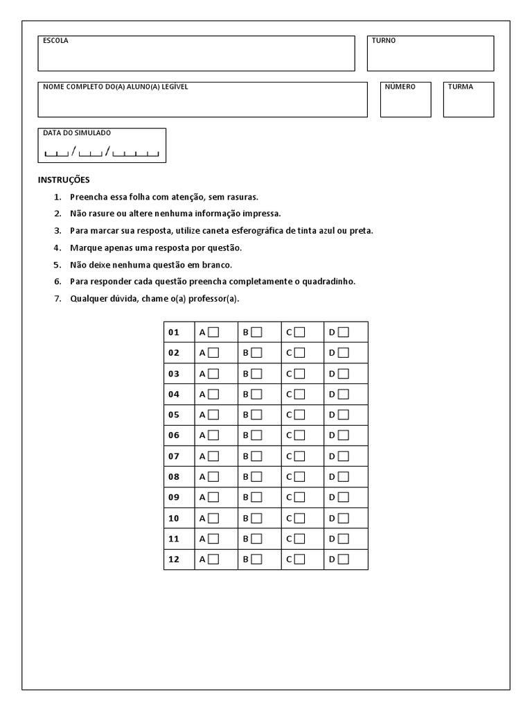 Cartão Resposta | PDF
