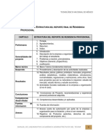 Estructura Del Reporte Final de Residencia Profesional