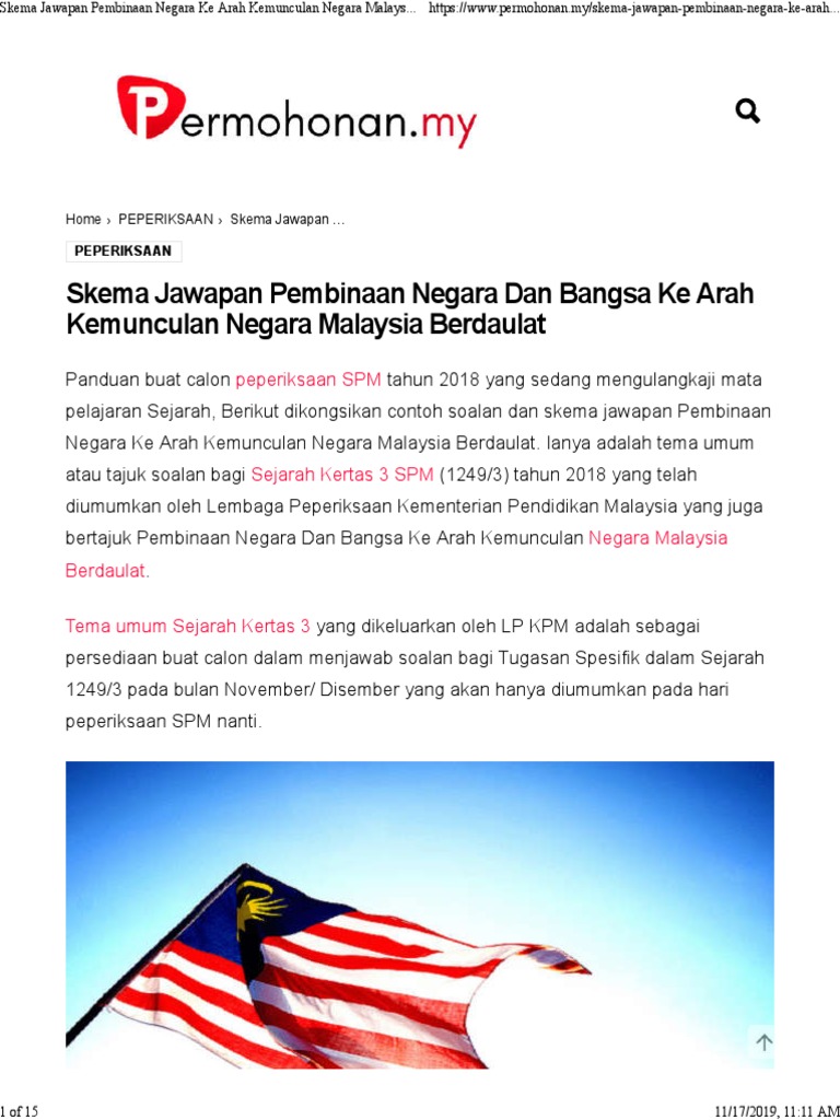 Skema Jawapan Pembinaan Negara Ke Arah Kemunculan Negara Malaysia Berdaulat Pdf